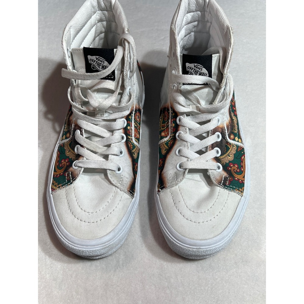 Vans Sk8-Hi Burnt Paisley White High Top Sneakers Mens 7.5 Womens 9.0